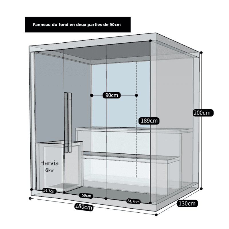 Sauna Hammam FINNISH SAUNA NORDICA® VAPOR V45 4 TO 5 PLACES - 180 X 130 X H.200 - PRE ORDER JUNE