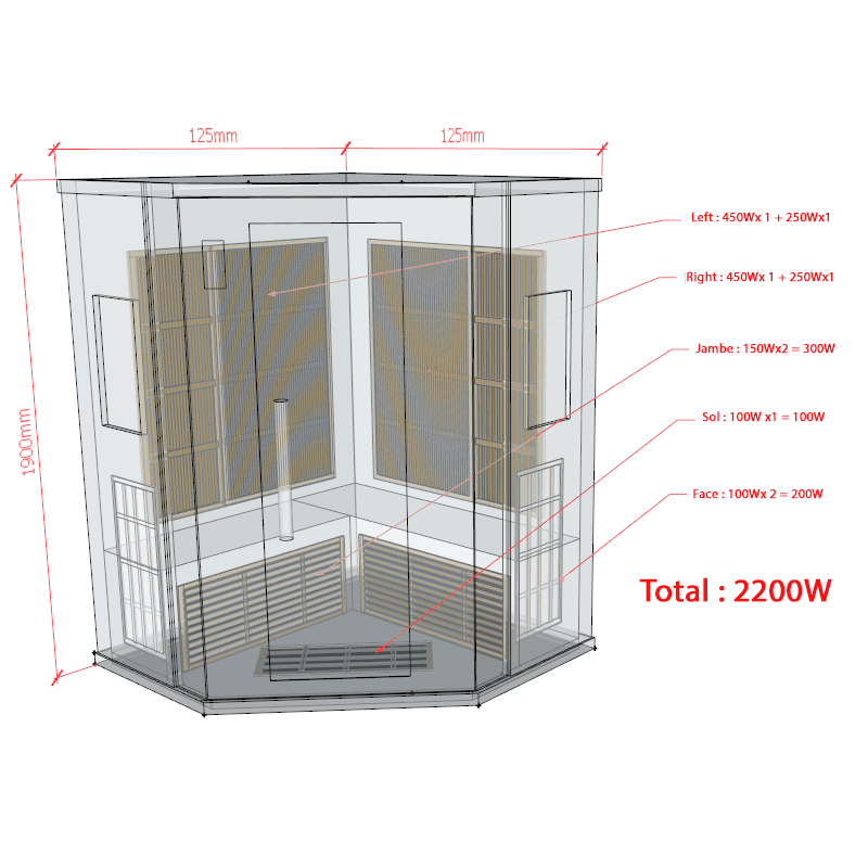 Sauna Hammam NORDICA® CARBONE IR23 INFRARED SAUNA 2 TO 3 PLACES - 125X125 - MK51562140