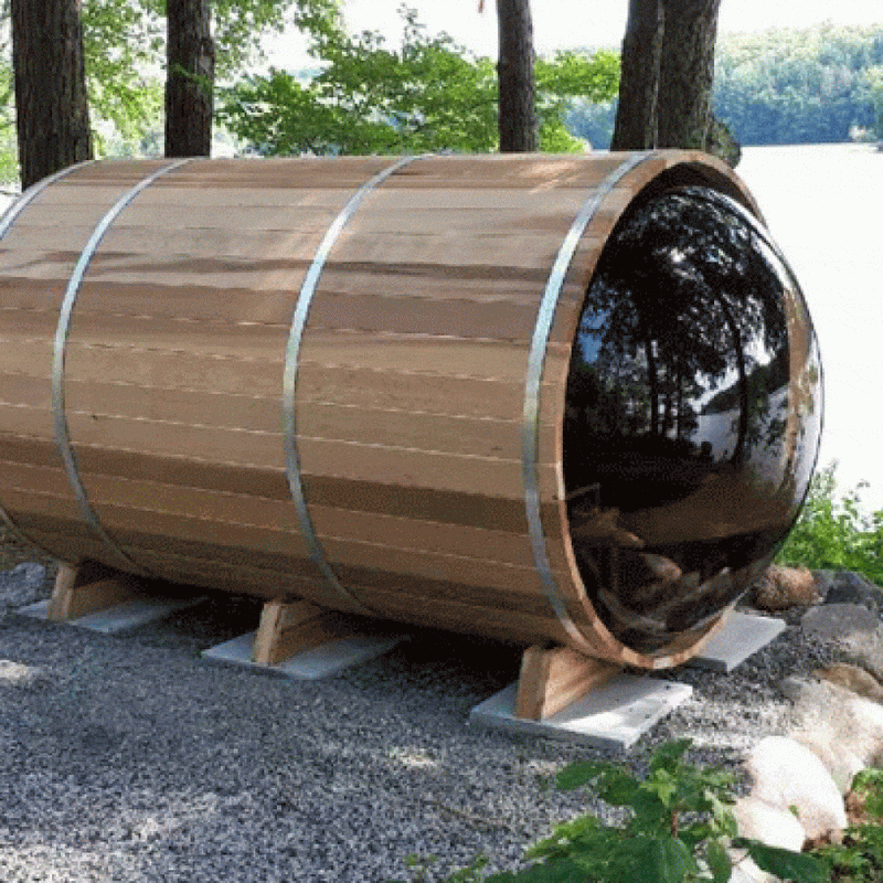 Dundalk Leisurecraft - 7x6 up to 4 people Panoramic View Cedar Barrel Saunas - Changeroom, No Porch