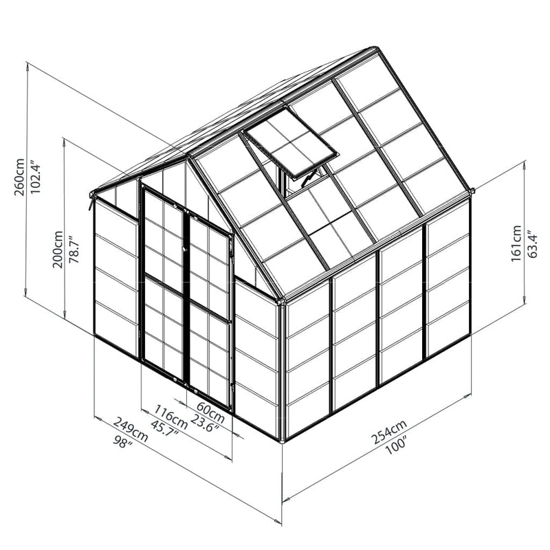 Palram - Snap & Grow 8' x 8' Greenhouse - Silver - HG8008