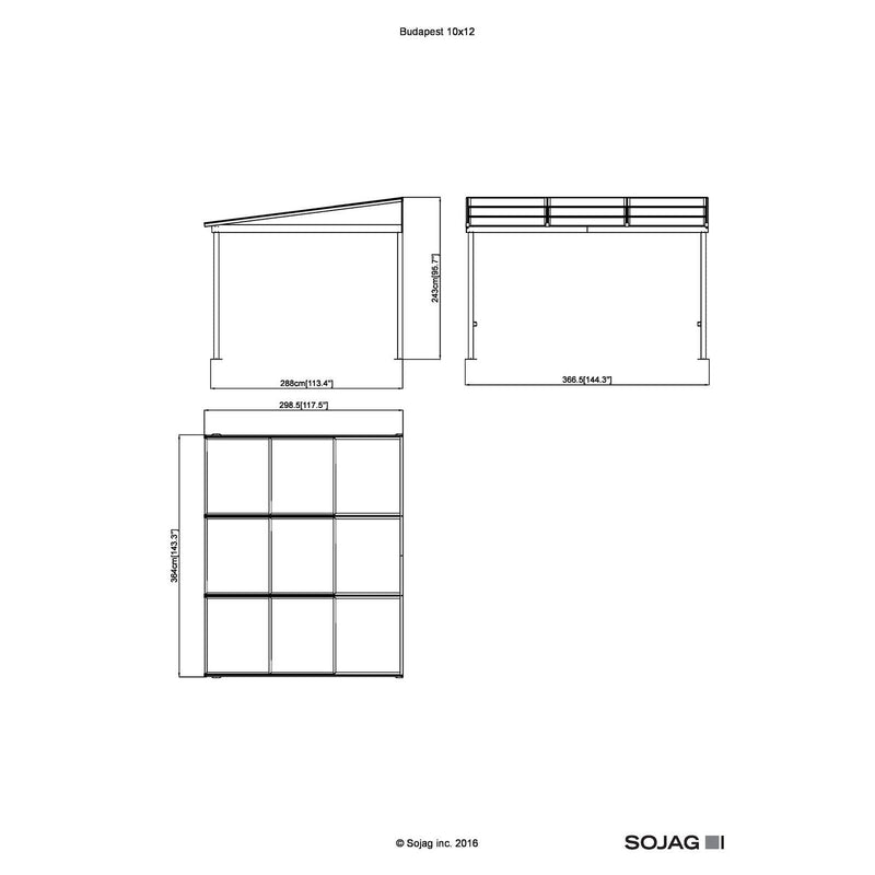 Sojag™ Budapest 10x12 Patio Gazebo with Mosquito Netting