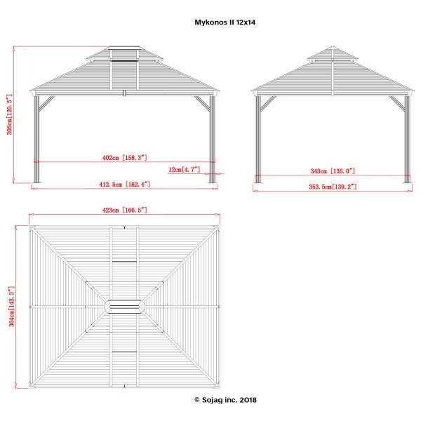 Sojag™ Mykonos II Gazebo Steel Roof with Mosquito Netting