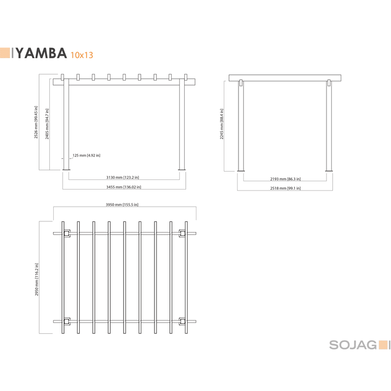 Sojag Yamba Pergola with Adjustable Shade Grey