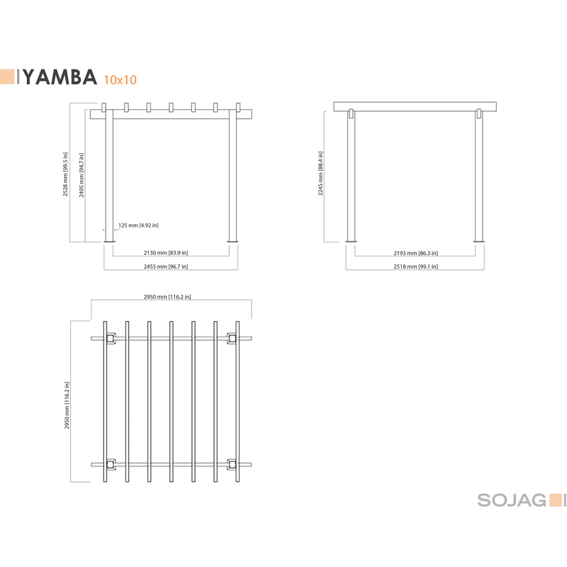 Sojag Yamba Pergola with Adjustable Shade Grey