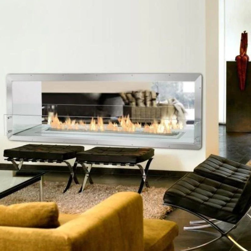 The Bio Flame 72-Inch Firebox DS - Built-in See-Through Ethanol Fireplace