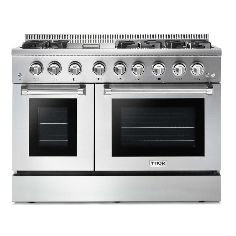 Thor Kitchen Appliance Package - 48 in. Gas Burner/Electric Oven Range, Range Hood, Refrigerator, Dishwasher, AP-HRD4803U-3