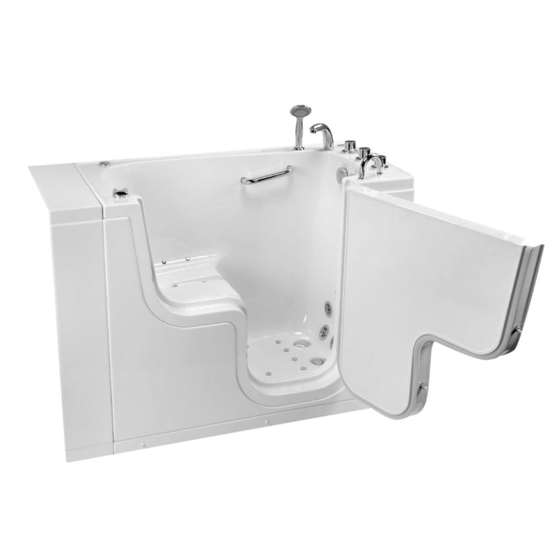 Ella's Bubble Transfer 26 – Outward Swing Door Wheelchair Accessible Acrylic Walk-In Bathtub with 2″ Dual Drain (26″W x 52″L) - Backyard Provider