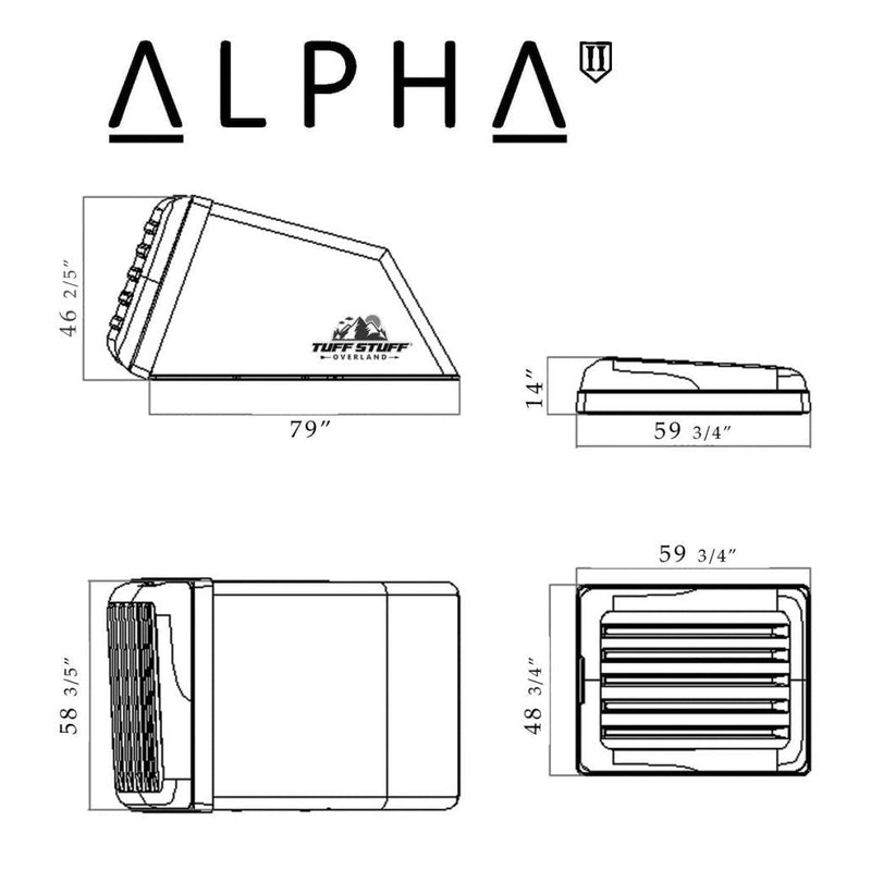 Tuff Stuff Alpha 2 Hard Shell Roof Top Tent - TS-RTT-CS2-BK