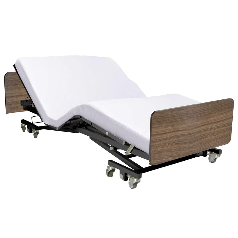 Ultra Low Electric Homecare Hospital Bed and Memory Foam Mattress - Expandable Width