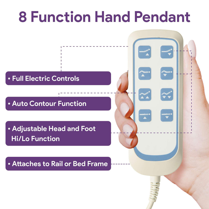 Ultra Low Electric Homecare Hospital Bed and Memory Foam Mattress - Expandable Width