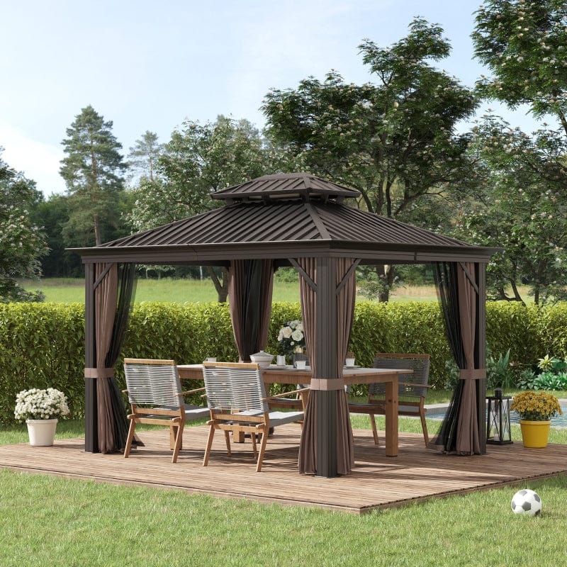 Outsunny 12'x10' Hardtop Gazebo with Aluminum Frame - 84C-204V02BN