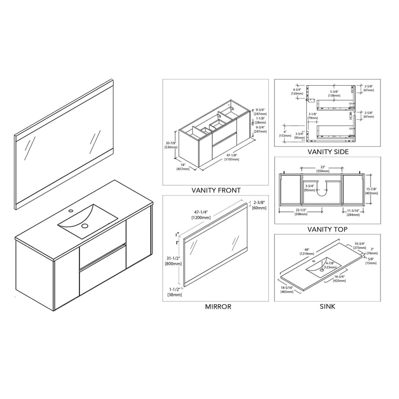 Blossom Valencia 48 Inch Bathroom Single Vanity - V8016 48 01S - Backyard Provider