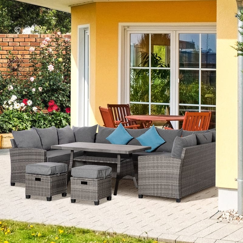 Outsunny 6 Piece Patio Wicker Conservatory Sofa Set - 860-193GY