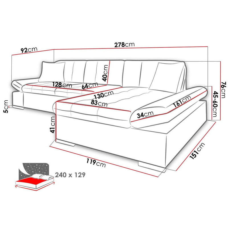 Maxima House FELIX Sectional Sleeper Sofa - Backyard Provider