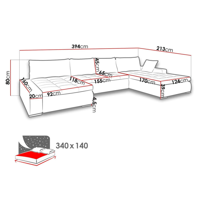 Maxima House LEANDRO Sectional Sleeper Sofa - Backyard Provider