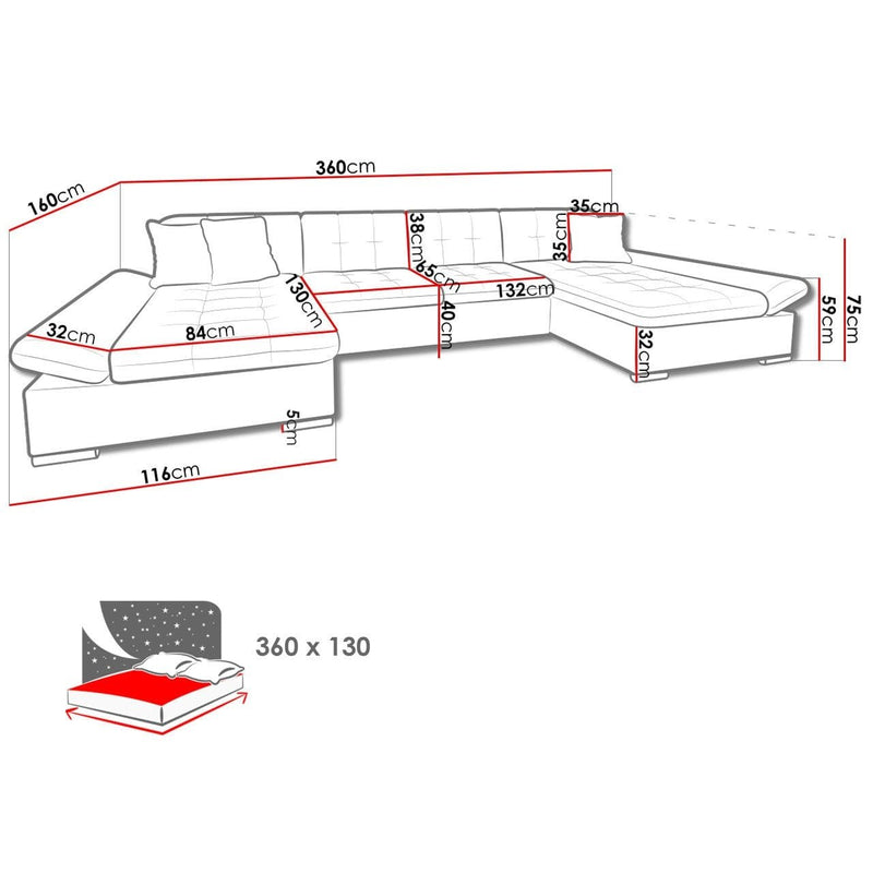 Sectional Sleeper Sofa LIA U-Shape with storage, Universal Corner - Backyard Provider