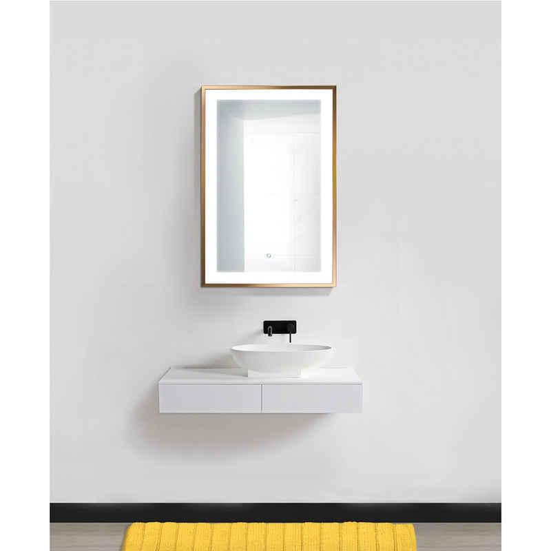 Krugg Soho 24" X 36" Gold LED Bathroom Mirror SOHO2436G - Backyard Provider