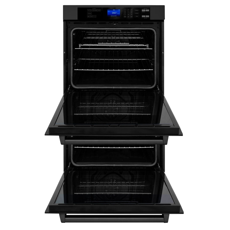 ZLINE 30 in. Professional Double Wall Oven in Black Stainless Steel with Self Cleaning, AWD-30-BS