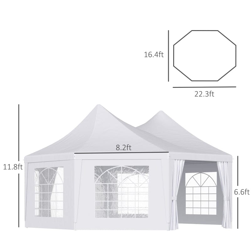 Outsunny 22' x 16' Large UV Resistant Octagonal 8-Wall Party Canopy Gazebo Tent - 01-0005-002