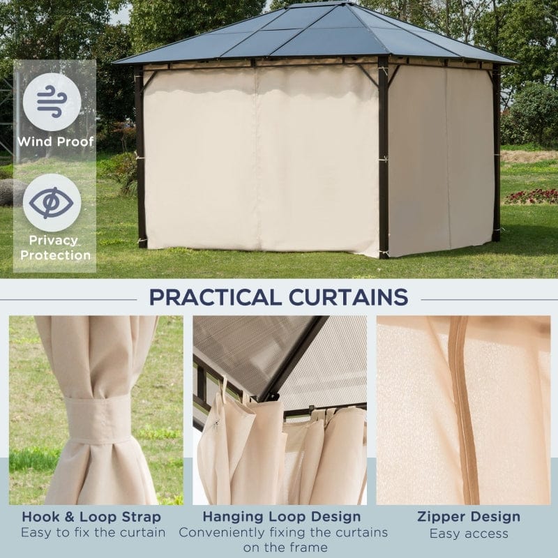 Outsunny 10x12 Hardtop Gazebo with Metal Frame, Polycarbonate Gazebo - 84C-069