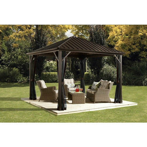 Sojag Gazebo 10 x 12 ft. Dakota No.53 Gazebo Steel Roof, Dark Brown