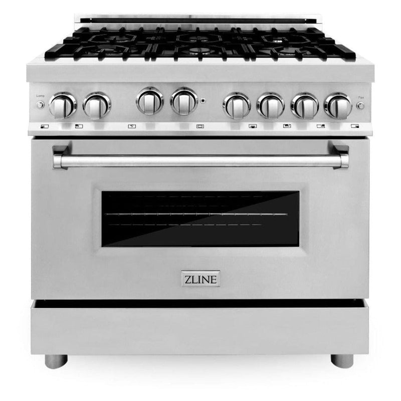 ZLINE Appliance Package - 36 in. Gas Range, 36 in. Range Hood, 2KP-RGRH36