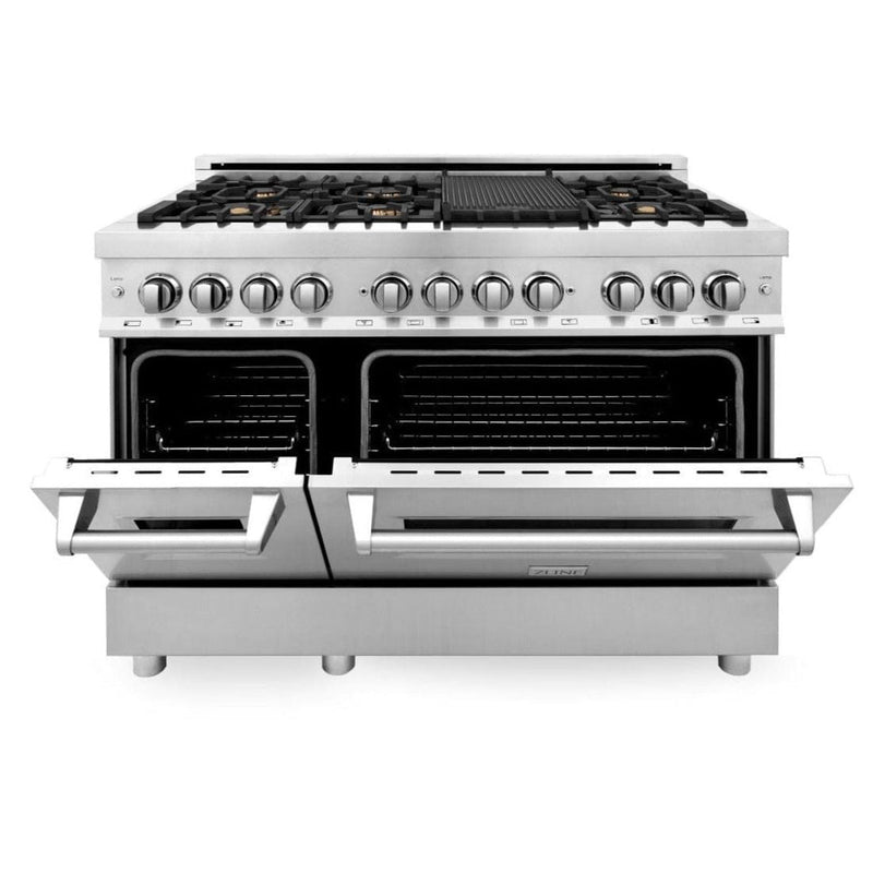 ZLINE 48 in. Professional Gas Burner, Electric Oven Range in Stainless Steel with Brass Burners, RA-BR-48