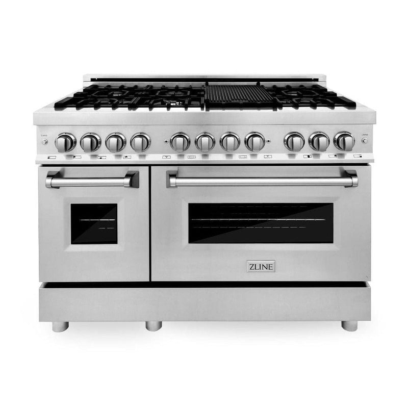 ZLINE Appliance Package - 48 in. Dual Fuel Range, Range Hood, Microwave Drawer, 3KP-RARH48-MW