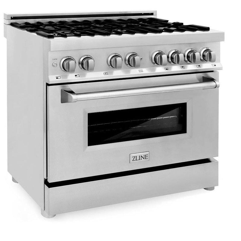 ZLINE Appliance Package - 36 in. Dual Fuel Range, 36 in. Range Hood, 2KP-RARH36