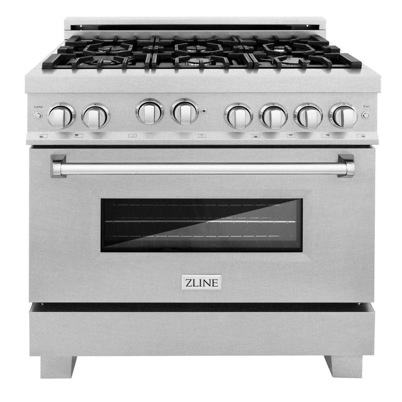 ZLINE 36 in. Professional Gas Burner/Gas Oven in DuraSnow® Stainless, RGS-SN-36