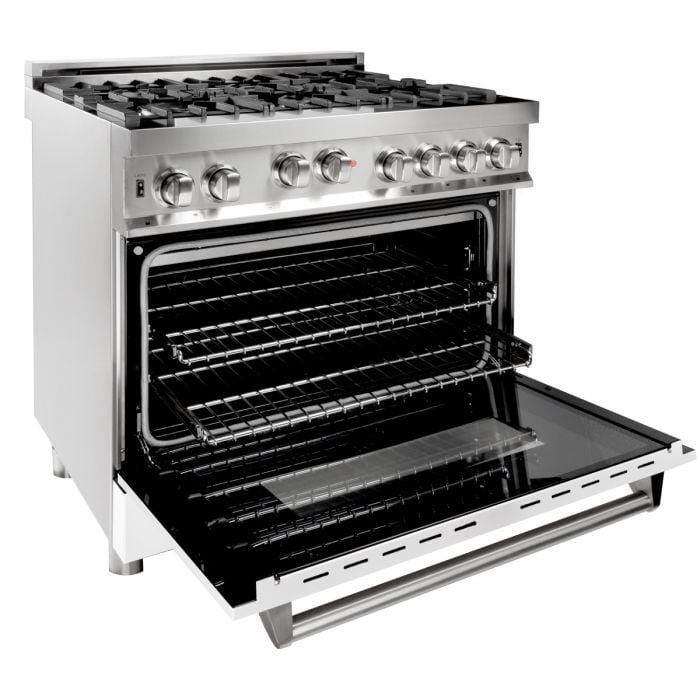 ZLINE 36 in. Professional Gas on Gas Range in Stainless Steel with White Matte Door, RG-WM-36