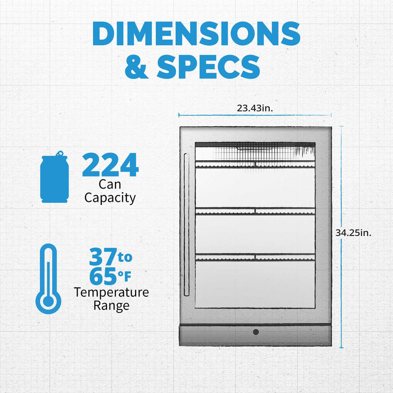 Newair - 24” 224-Can Built-in Premium Beverage Center w/ Color Changing LED Lights NBC224SS00