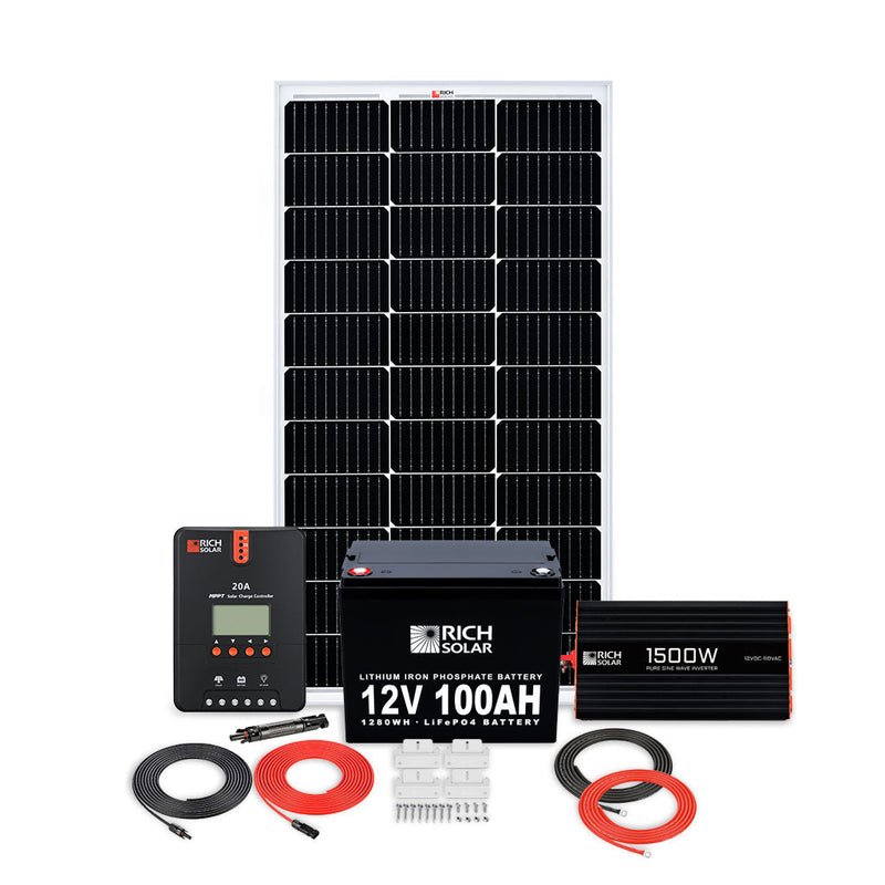 100W RV 12V Kit With 1500W 12V Pure Sine Wave Inverter + 100AH LiFePO4 Battery Test - Backyard Provider