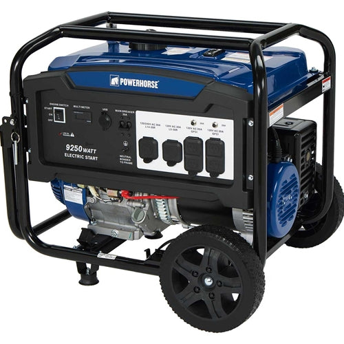 K & M Manufacturing Powerhorse Portable Generator - 9250 Surge Watts, 7500 Rated Watts & Electric Start