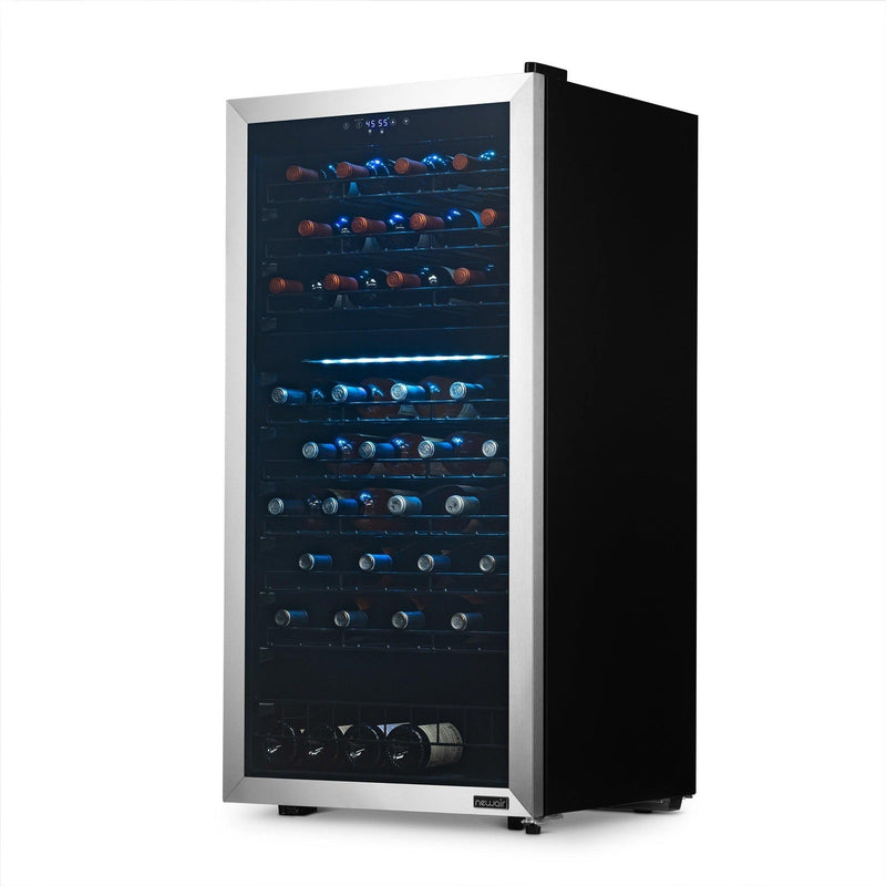 Newair - 76-Bottle Dual-Zone Freestanding Wine Cooler w/ Low-Vibration Ultra-Quiet Inverter Compressor NWC076SS00