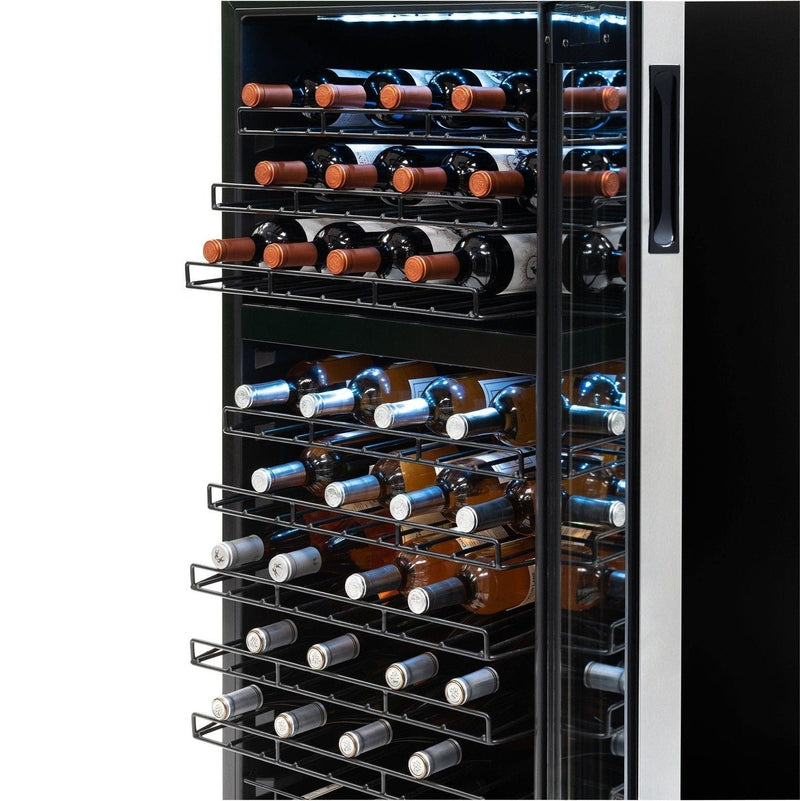 Newair - 76-Bottle Dual-Zone Freestanding Wine Cooler w/ Low-Vibration Ultra-Quiet Inverter Compressor NWC076SS00