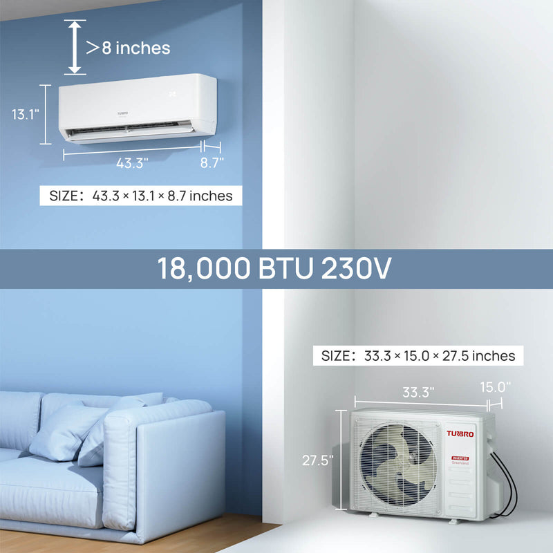 18,000 BTU WiFi Ductless Mini Split AC with Heat Pump - Backyard Provider