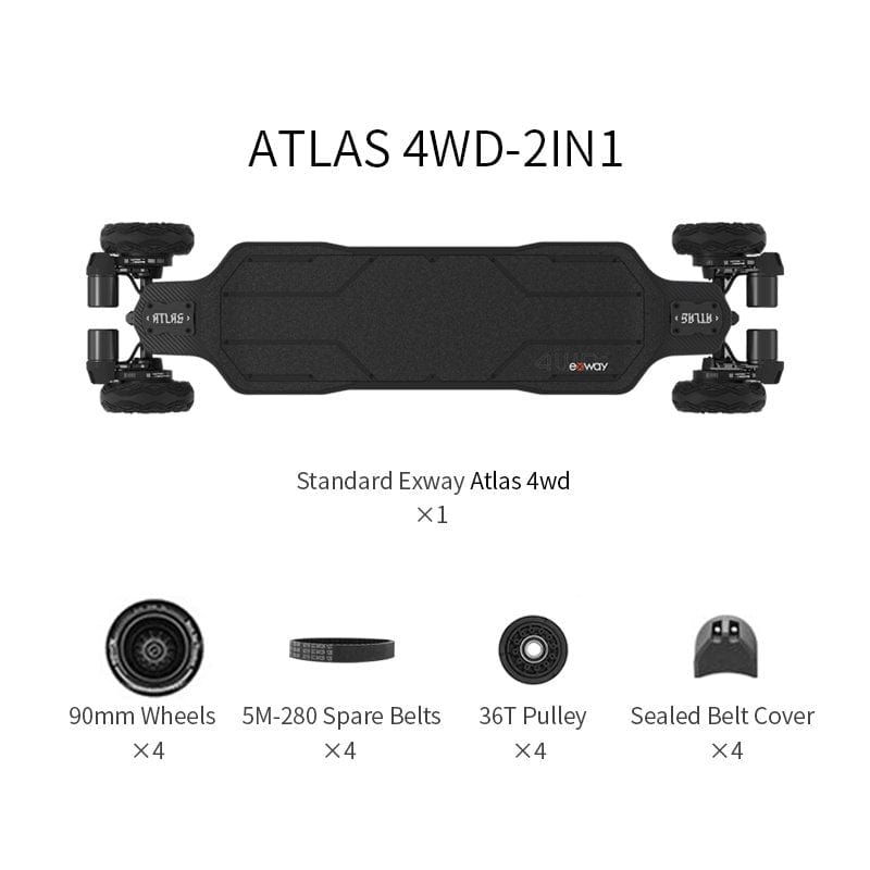 Exway Atlas Carbon 4WD Electric Skateboard - ePower Go