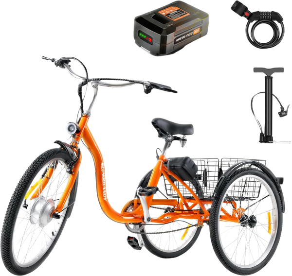 Super Handy GUT162 EcoRide Electric Tricycle Bike 24" Wheel 250W 12.5 Mile Range 9.3 MPH New