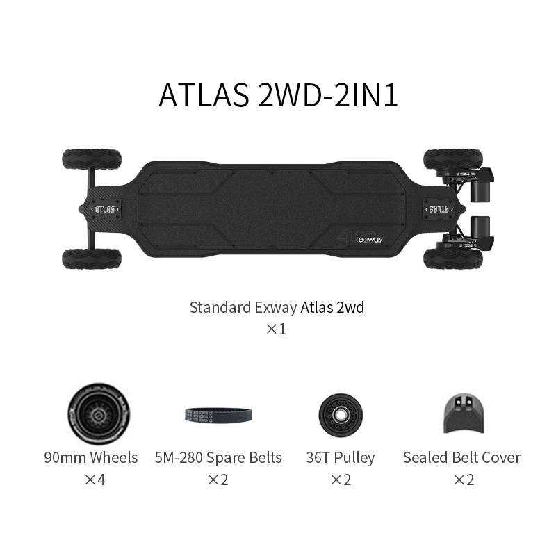 Exway Atlas Carbon 2WD Electric Skateboard - ePower Go