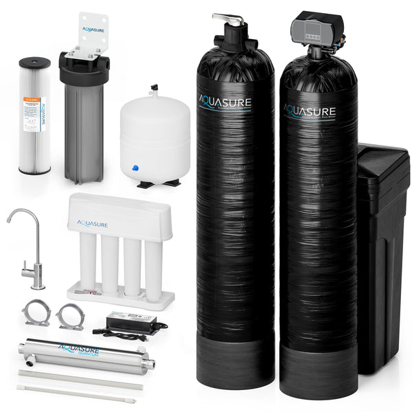 Signature Elite | Whole House Water Treatment System with Fine Mesh Resin and KDF85 Carbon Media and 18 GPM High Output Quantum UV De-ActivatorSystem
