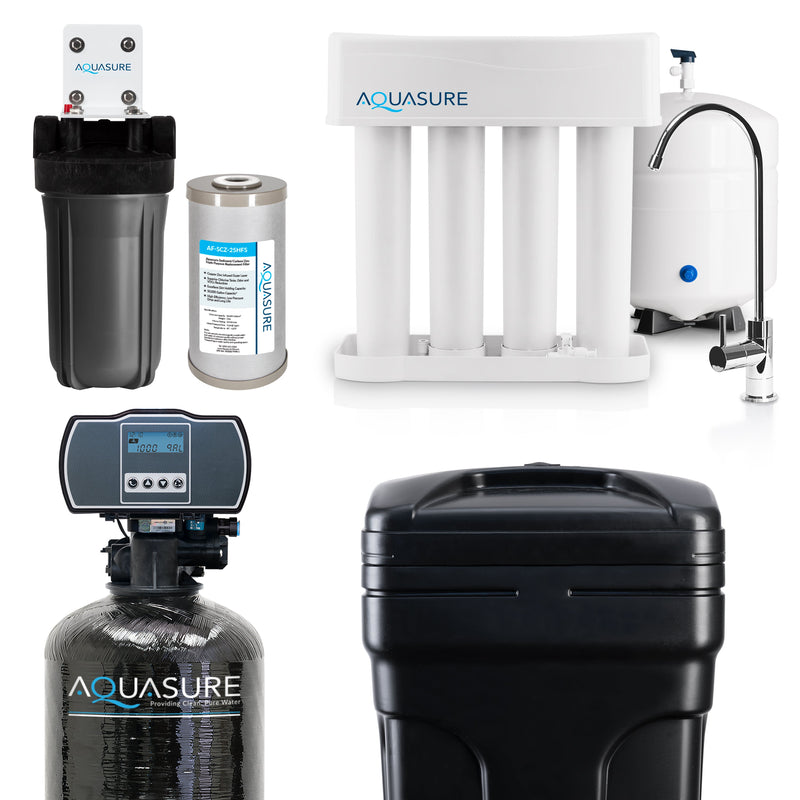 Signature Pro | Whole House Water Filter Bundle with 48,000 Grains Softener, 75 GPD Reverse Osmosis System & Triple Purpose Pre-Filter