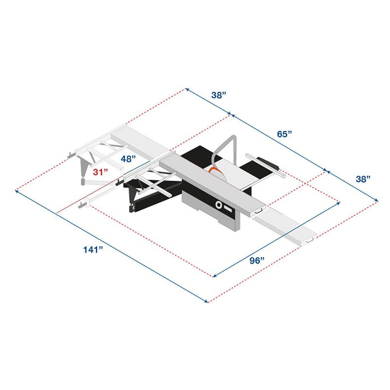 Maksiwa Sliding Table Saw BMS.1600.IR - 5HP Main Blade, 1HP Scoring Blade