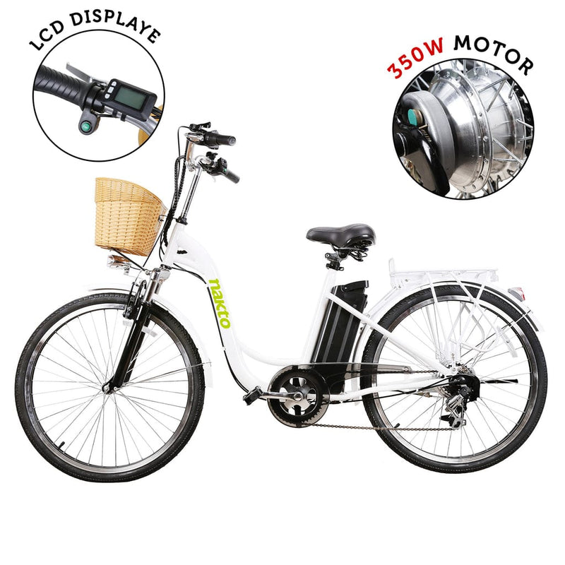 Nakto Camel City 26” Women’s Cruiser Electric Bike 36V 250-350W With Basket - ePower Go