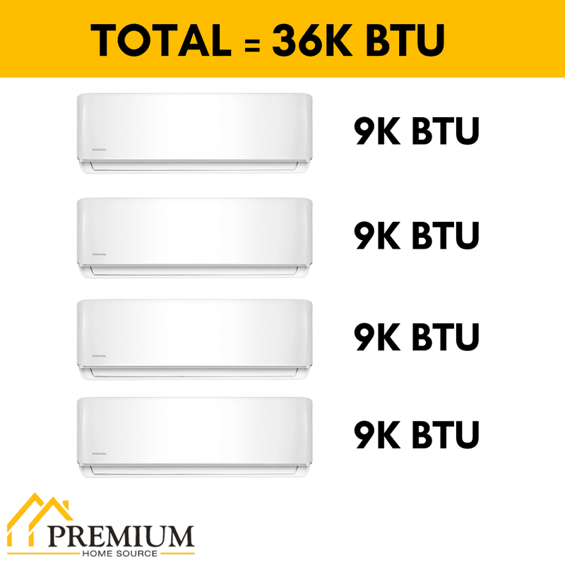 MRCOOL DIY Mini Split - 36,000 BTU 4 Zone Ductless Air Conditioner and Heat Pump with 25 ft. Install Kit, DIYM436HPW00C84
