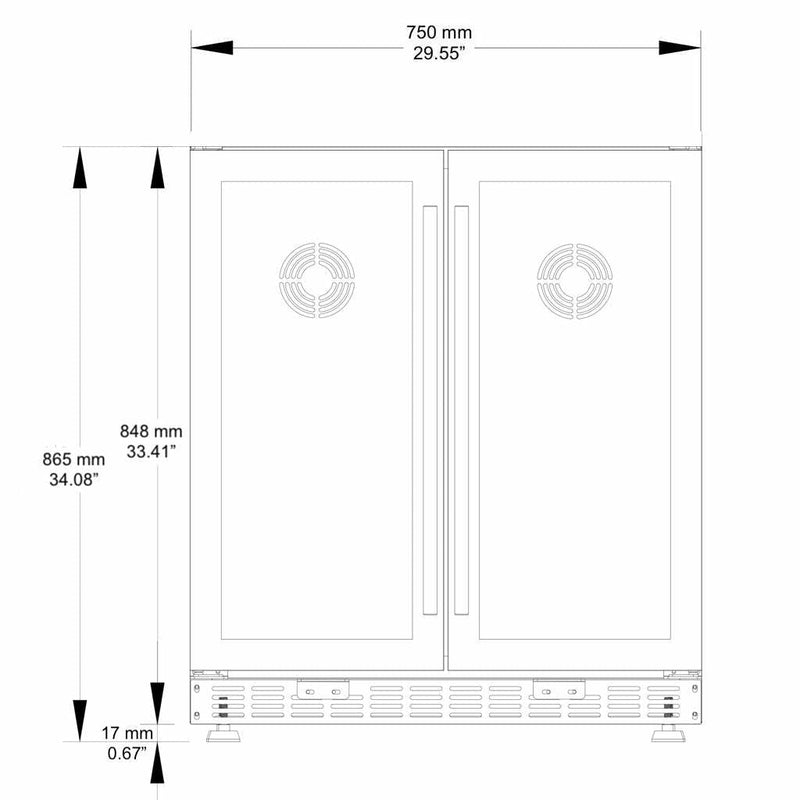 Kings Bottle 30" Under Counter Low-E Glass Door Wine and Beer Cooler Combo - KBUSF66BW-SS