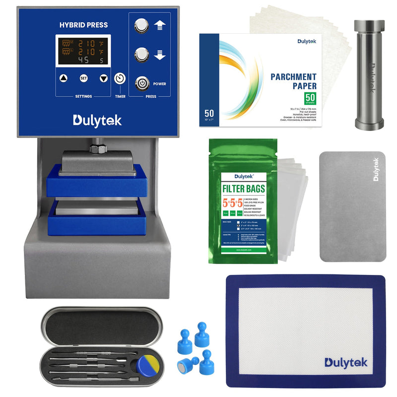 Dulytek® DW8000 4-Ton Hybrid Rosin Heat Press and Accessories Bundle