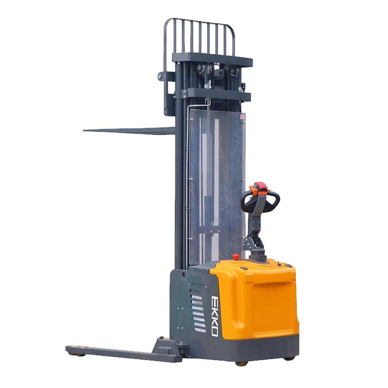 EKKO Full Powered Straddle Stacker 4400 lbs Capacity 216" Height - EB16EA