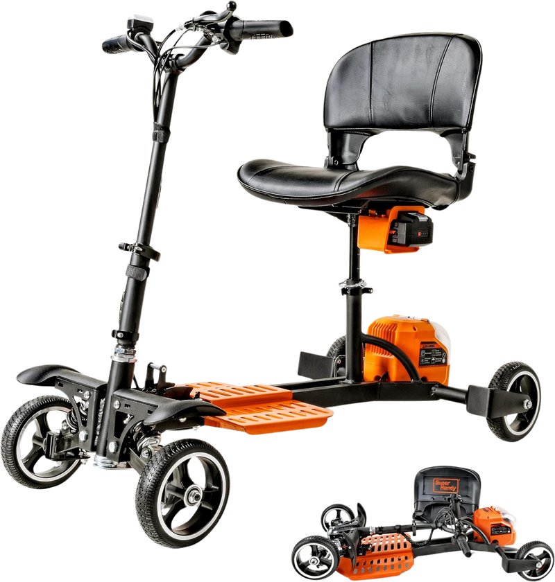 Super Handy 4 Wheel Mobility Scooter Foldable 48V 2Ah 330 lbs Capacity 3.7 MPH 6.5 Mile Range New