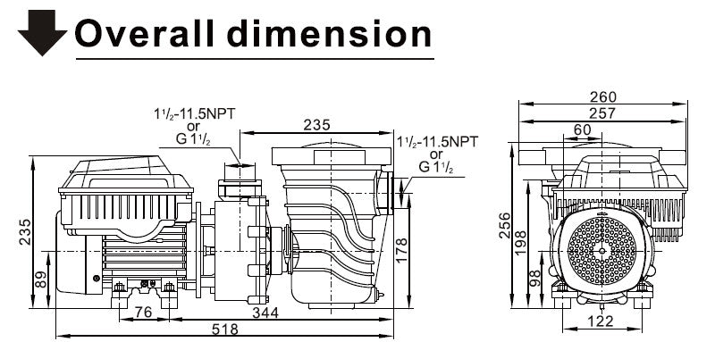 iLiving Variable Speed Above Ground Swimming Pool Pump, 1.3HP